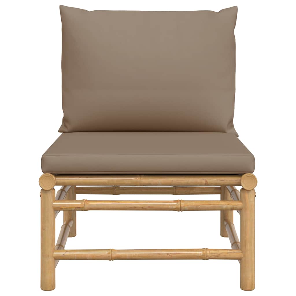 Garten-Mittelsofa mit Taupe Kissen Bambus